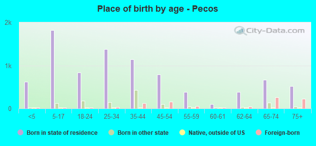 Place of birth by age -  Pecos