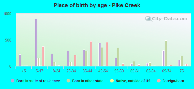 Place of birth by age -  Pike Creek