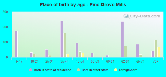 Place of birth by age -  Pine Grove Mills