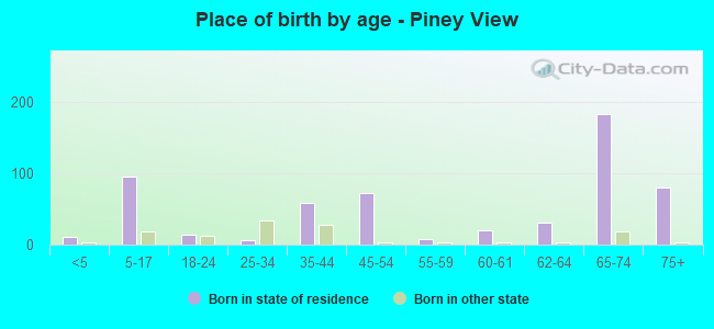Place of birth by age -  Piney View