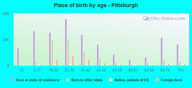 Place of birth by age -  Pittsburgh