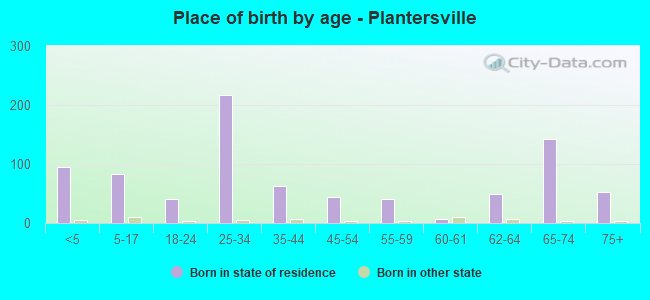 Place of birth by age -  Plantersville