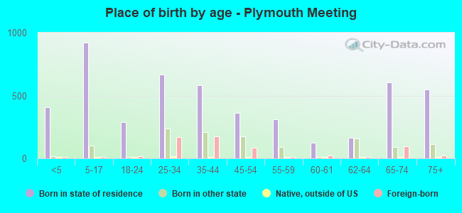 Place of birth by age -  Plymouth Meeting