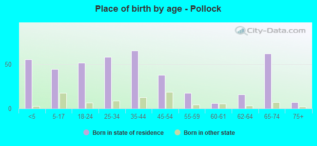 Place of birth by age -  Pollock