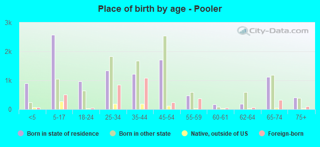 Place of birth by age -  Pooler