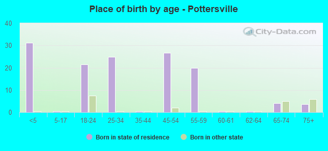 Place of birth by age -  Pottersville