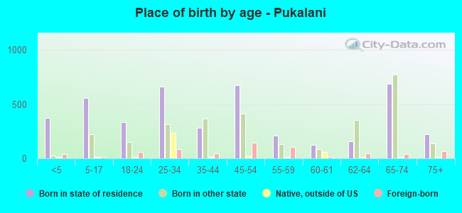 Place of birth by age -  Pukalani