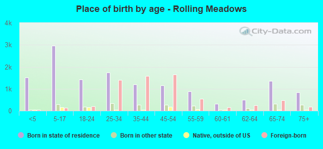 Place of birth by age -  Rolling Meadows