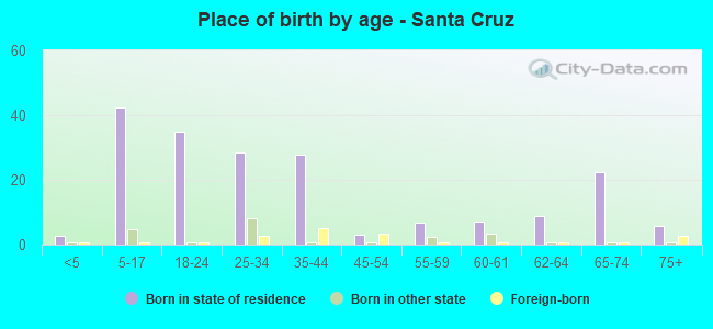 Place of birth by age -  Santa Cruz