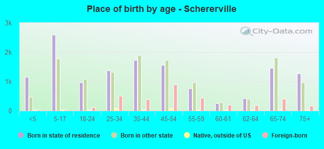 Place of birth by age -  Schererville