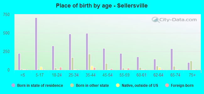 Place of birth by age -  Sellersville