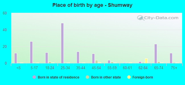 Place of birth by age -  Shumway