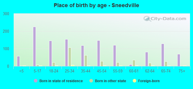 Place of birth by age -  Sneedville