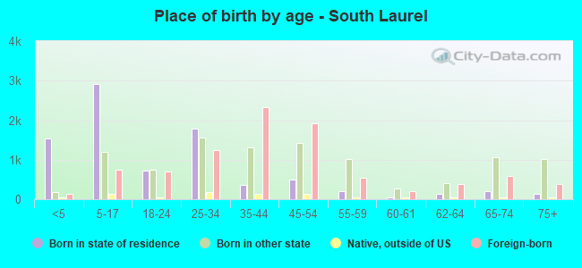 Place of birth by age -  South Laurel