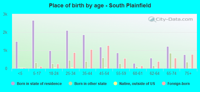Place of birth by age -  South Plainfield
