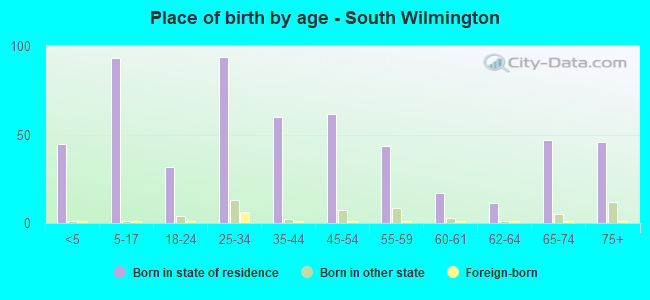 Place of birth by age -  South Wilmington