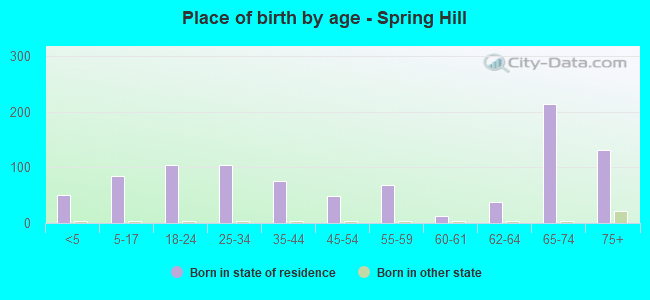 Place of birth by age -  Spring Hill