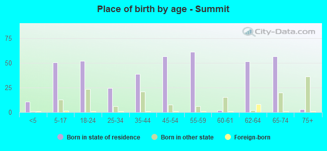 Place of birth by age -  Summit