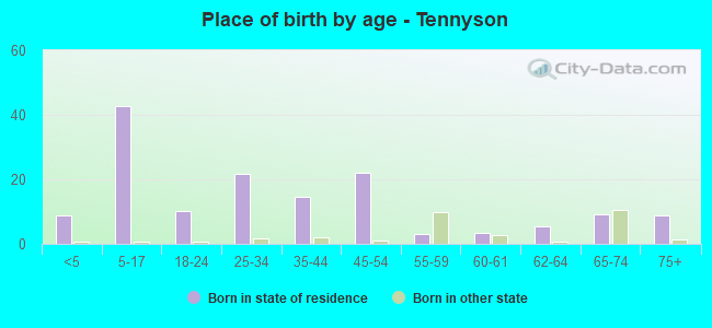 Place of birth by age -  Tennyson