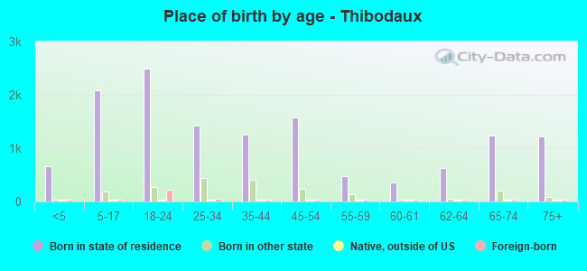 Place of birth by age -  Thibodaux