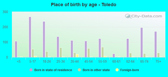Place of birth by age -  Toledo
