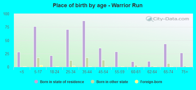 Place of birth by age -  Warrior Run