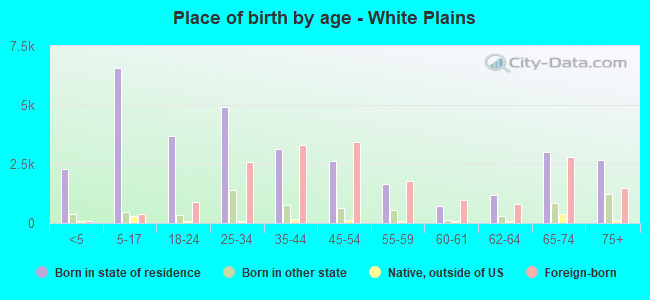 Place of birth by age -  White Plains