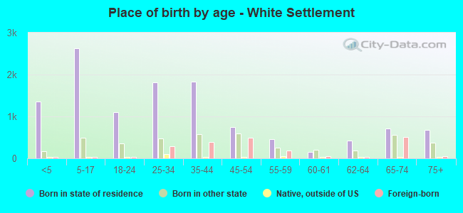 Place of birth by age -  White Settlement