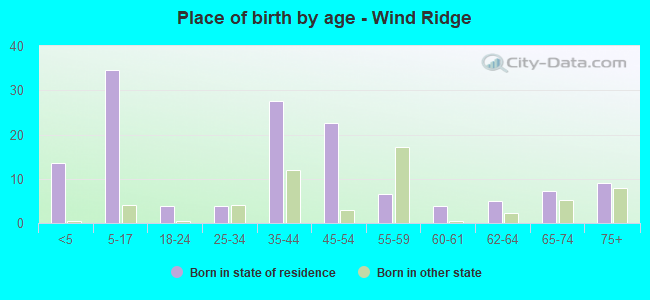 Place of birth by age -  Wind Ridge