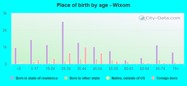 Place of birth by age -  Wixom