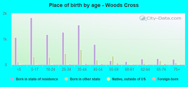 Place of birth by age -  Woods Cross