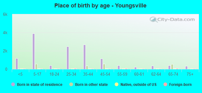 Place of birth by age -  Youngsville