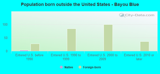 Population born outside the United States - Bayou Blue