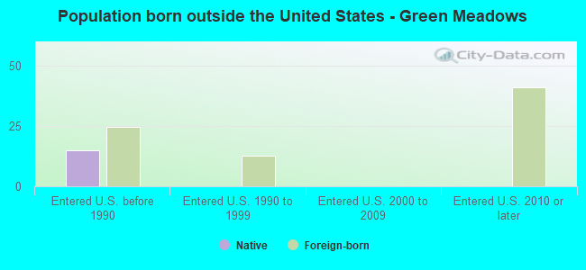 Population born outside the United States - Green Meadows
