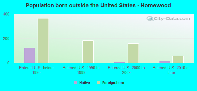 Population born outside the United States - Homewood
