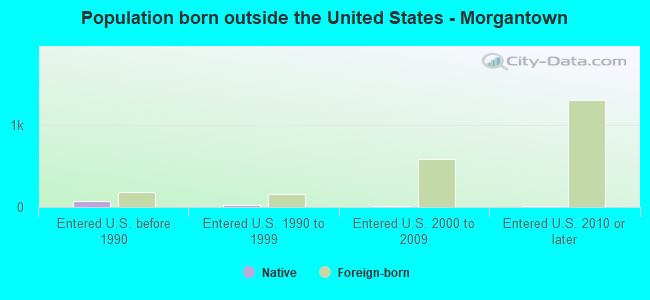 Population born outside the United States - Morgantown
