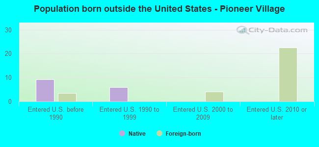 Population born outside the United States - Pioneer Village