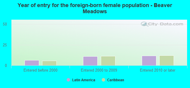 Year of entry for the foreign-born female population - Beaver Meadows