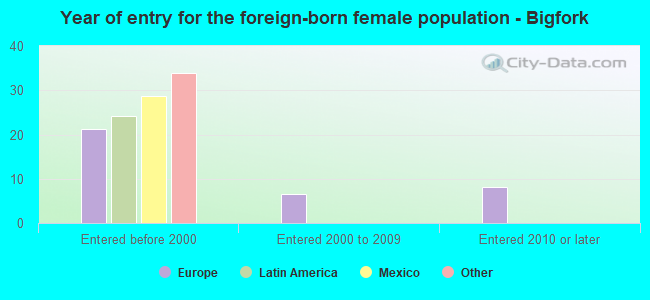 Year of entry for the foreign-born female population - Bigfork