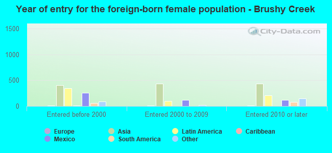 Year of entry for the foreign-born female population - Brushy Creek