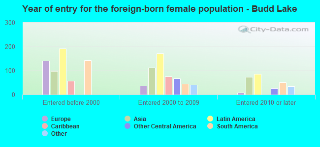 Year of entry for the foreign-born female population - Budd Lake