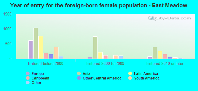 Year of entry for the foreign-born female population - East Meadow