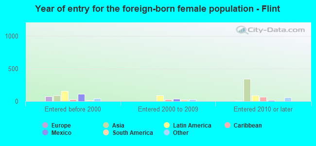 Year of entry for the foreign-born female population - Flint