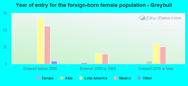 Year of entry for the foreign-born female population - Greybull