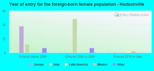 Year of entry for the foreign-born female population - Hudsonville