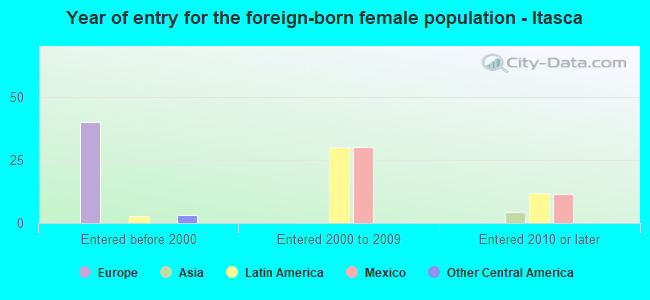 Year of entry for the foreign-born female population - Itasca