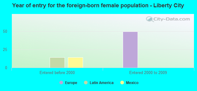 Year of entry for the foreign-born female population - Liberty City