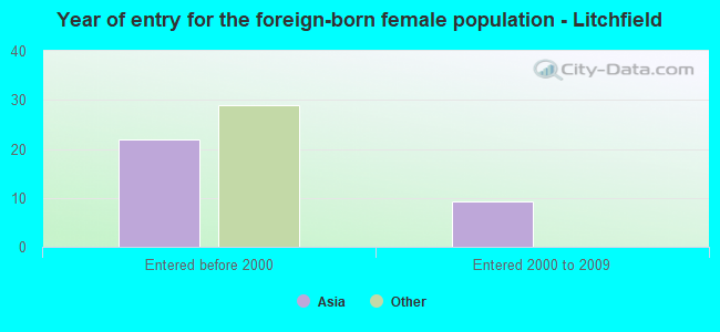 Year of entry for the foreign-born female population - Litchfield