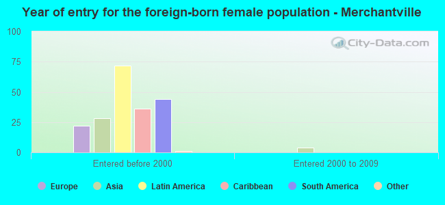 Year of entry for the foreign-born female population - Merchantville