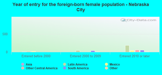 Year of entry for the foreign-born female population - Nebraska City